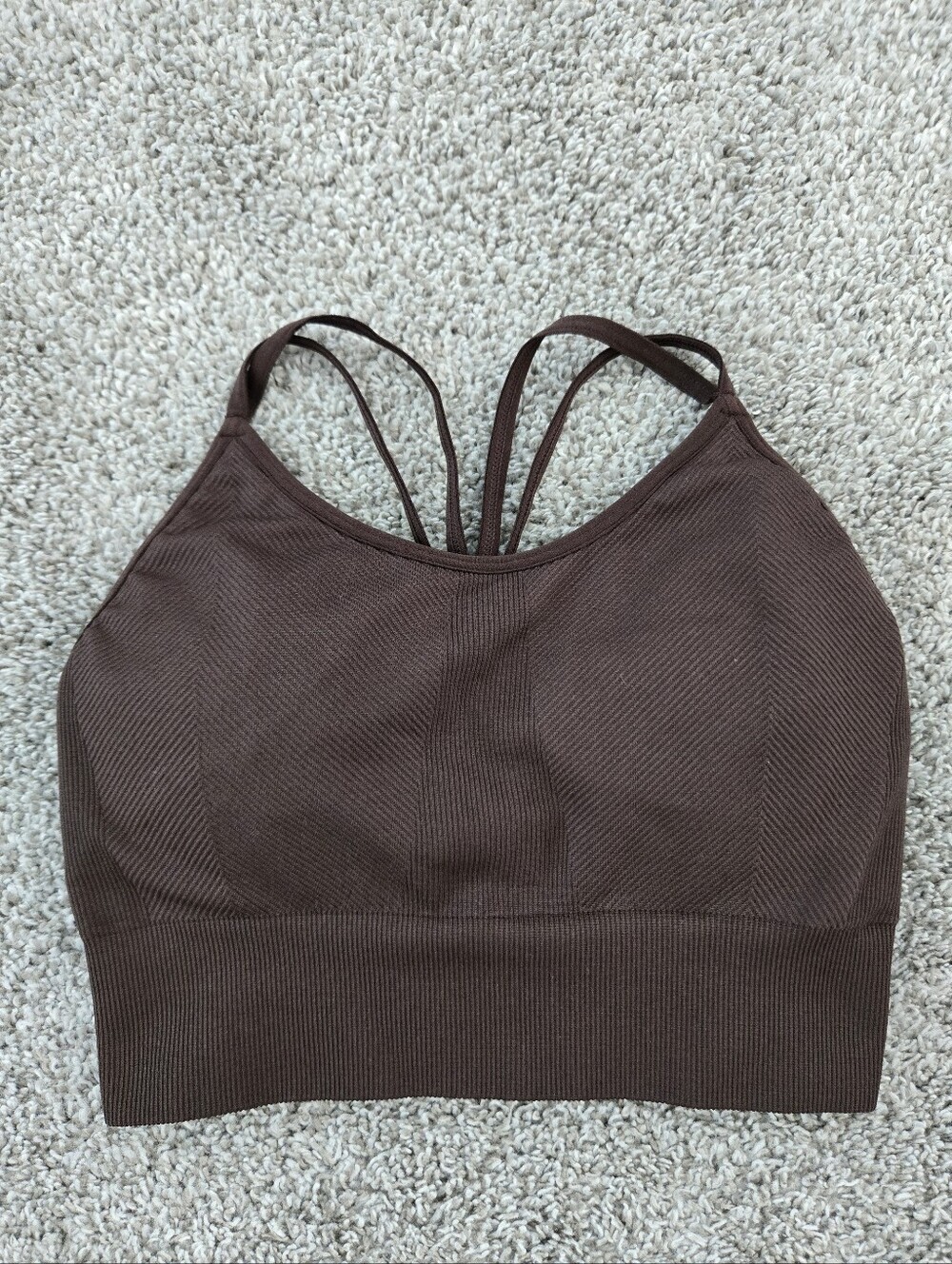 P'tula SEAMLESS Razor Longline Sports Bra. Color: Sable. Size small. - Picture 3 of 7